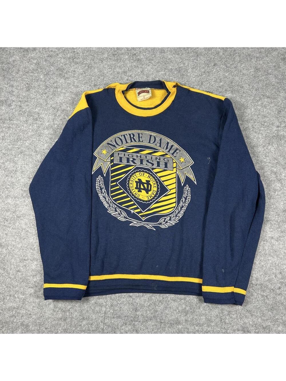 Vintage 1980s Nutmeg NCAA Notre Dame Fighting Irish Crewneck Sweatshirt Medium